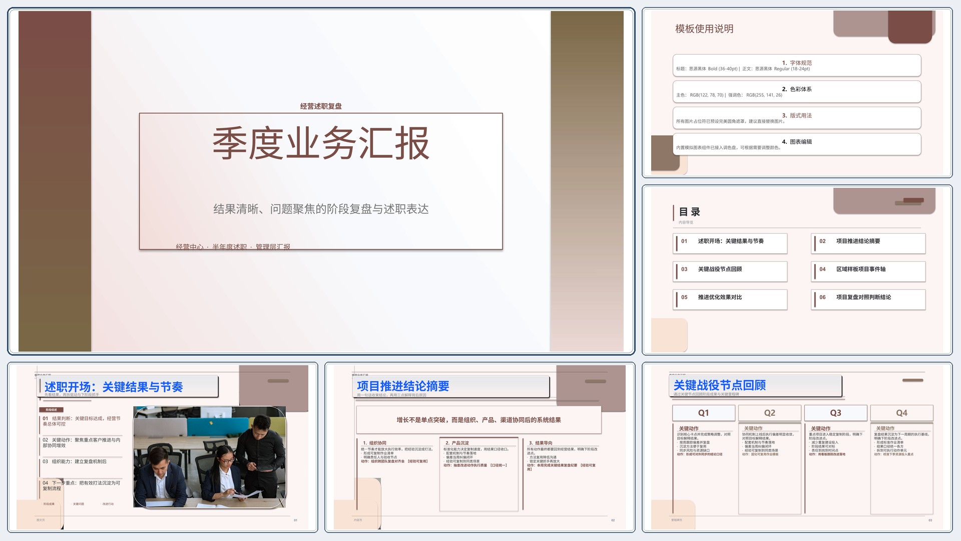 职场述职汇报《季度业务汇报》双栏对照版｜述职复盘结果驱动·管理层可读