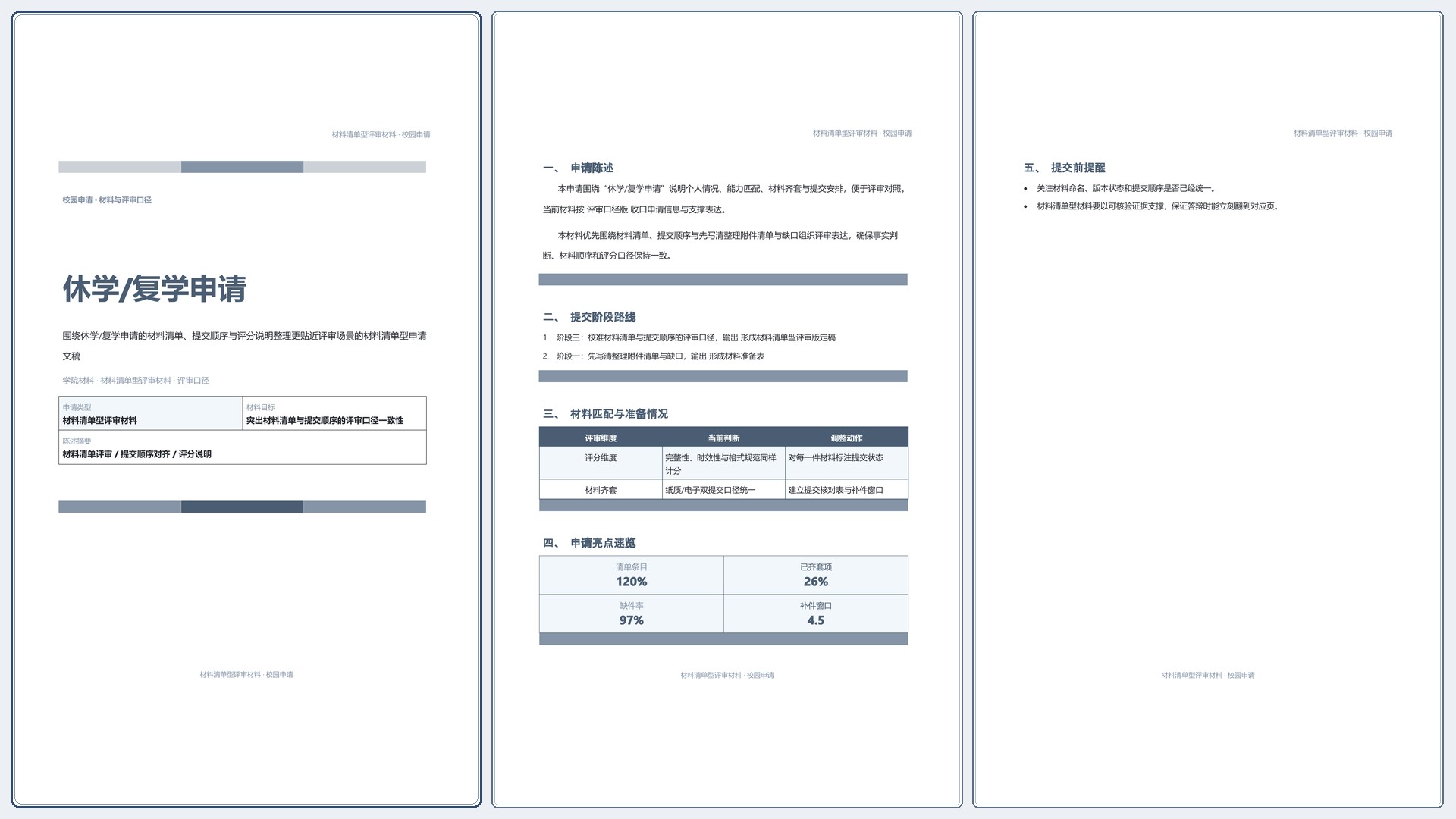 校园申请文稿《休学/复学申请》精简速改版｜专业文稿行业专属结构·替换即可交付