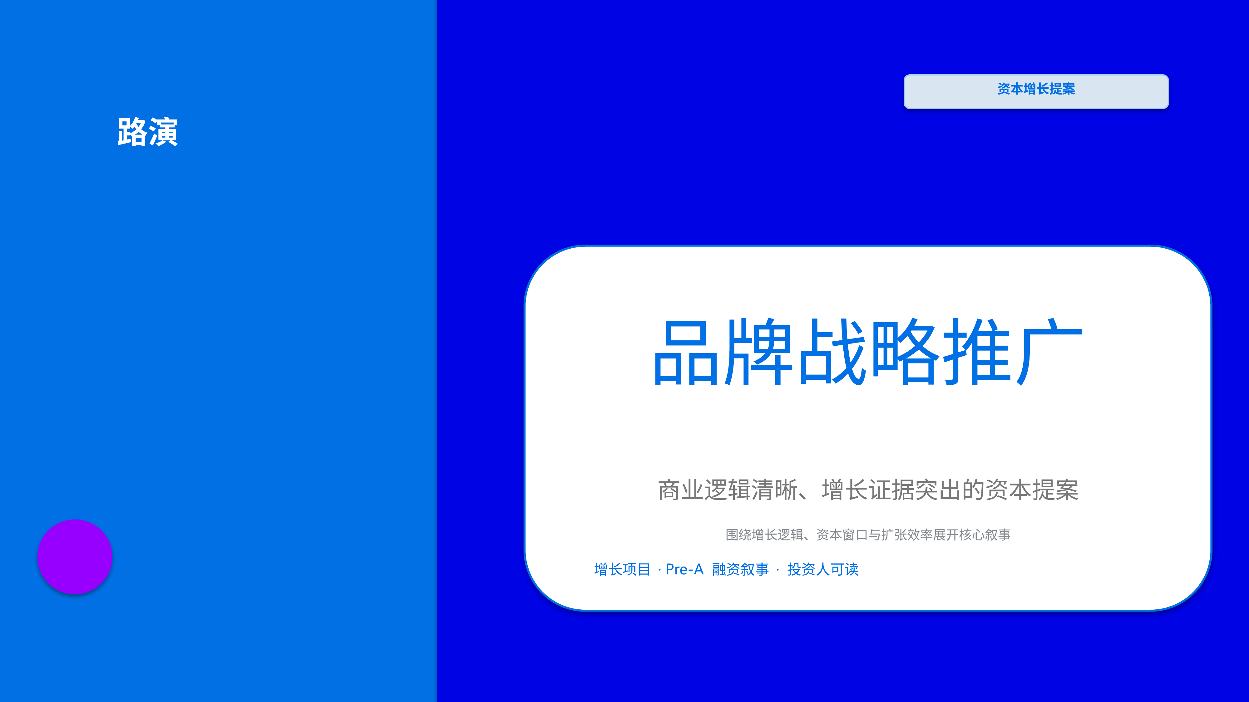 商业项目路演《品牌战略推广》指标看板版｜融资叙事增长证据·资本可读