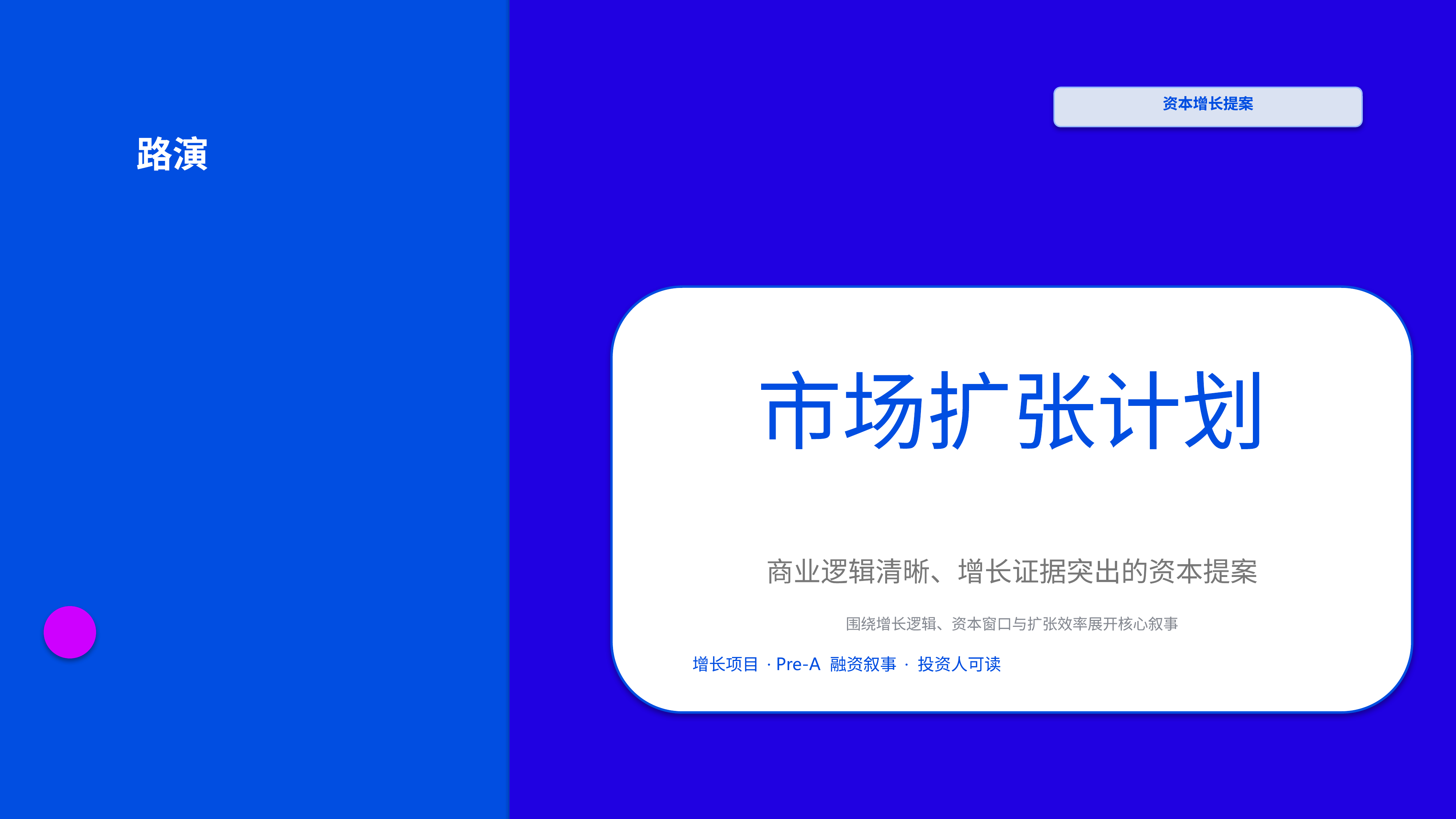 商业项目路演《市场扩张计划》双栏对照版｜融资叙事增长证据·资本可读