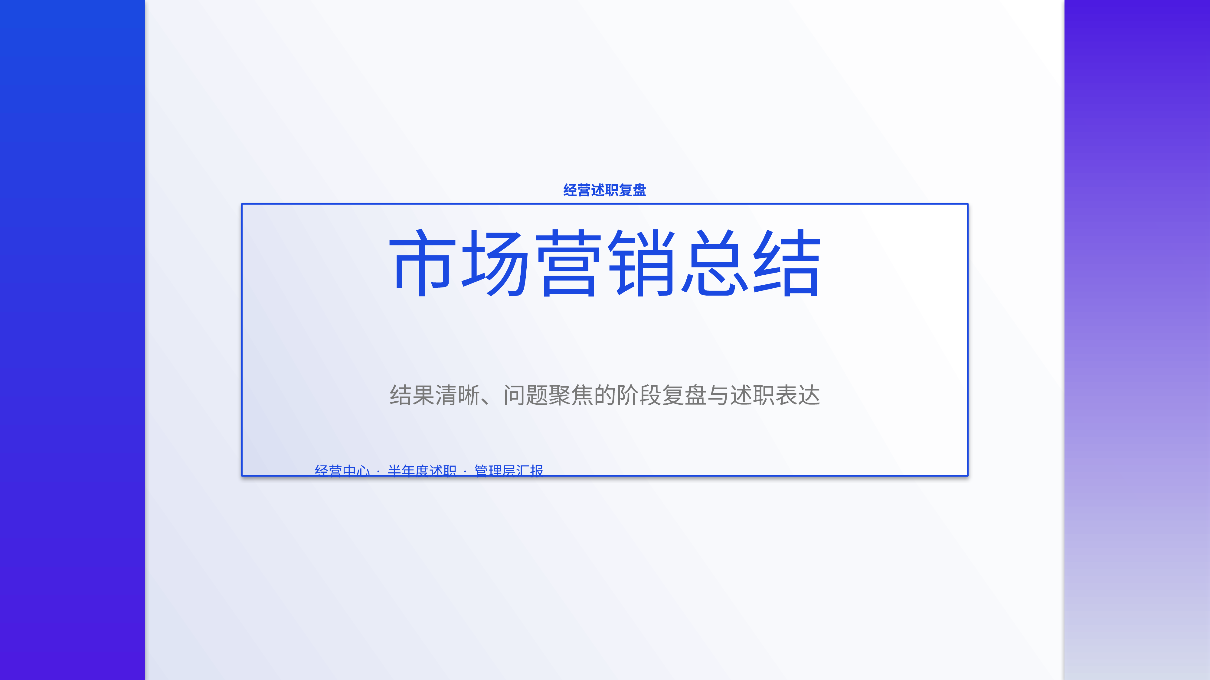 职场述职汇报《市场营销总结》叙事完整版｜述职复盘结果驱动·管理层可读