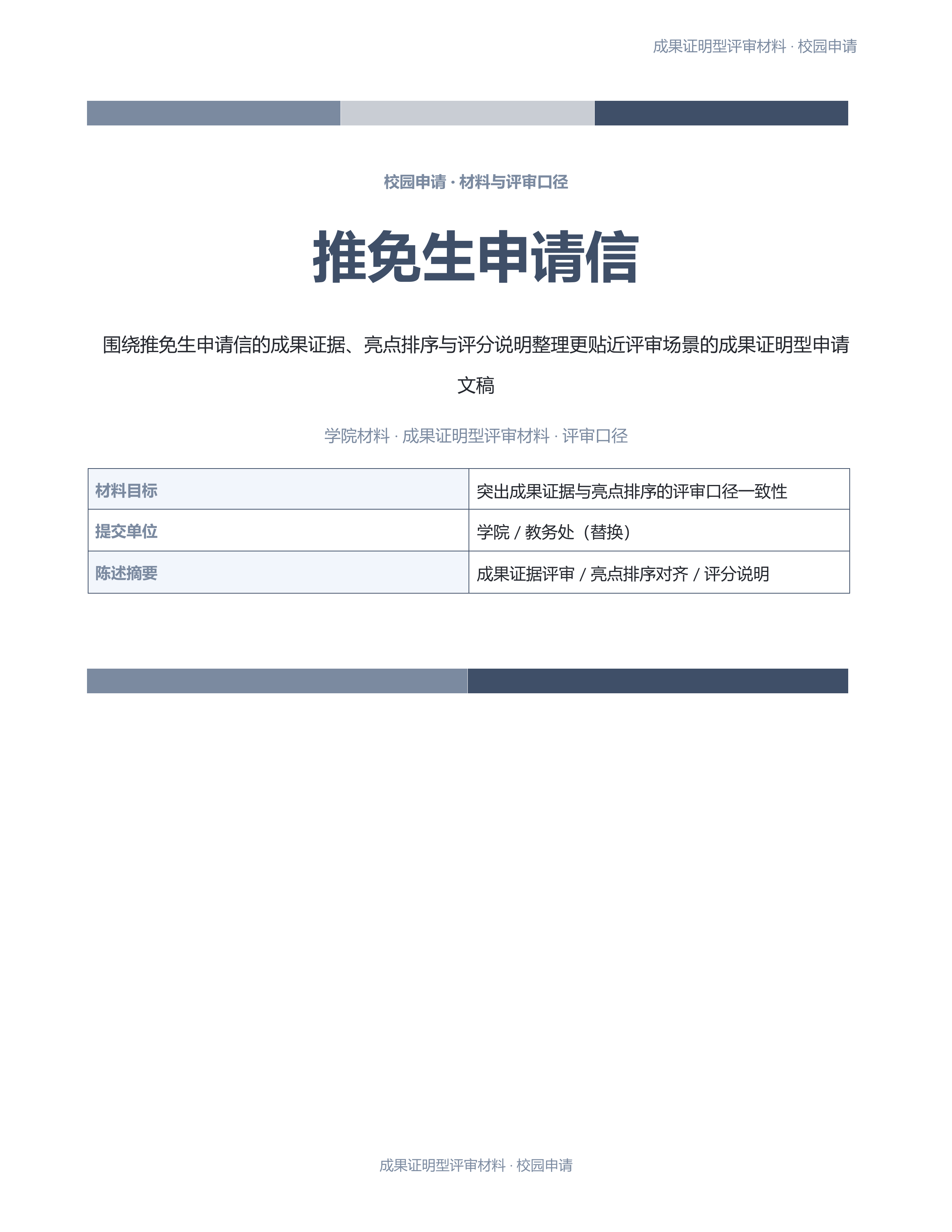 校园申请文稿《推免生申请信》完整交付版｜专业文稿行业专属结构·替换即可交付