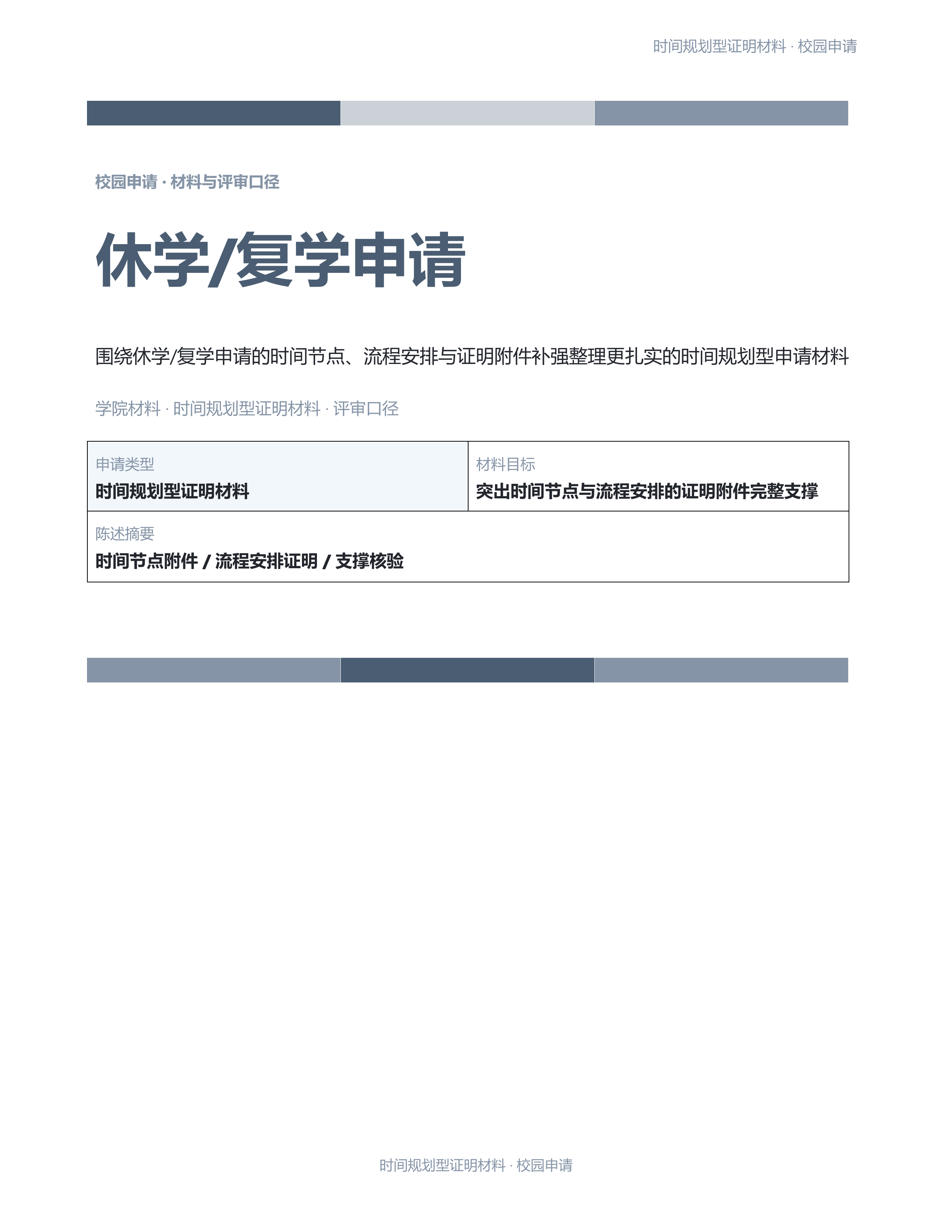 校园申请文稿《休学/复学申请》精简速改版｜专业文稿行业专属结构·替换即可交付