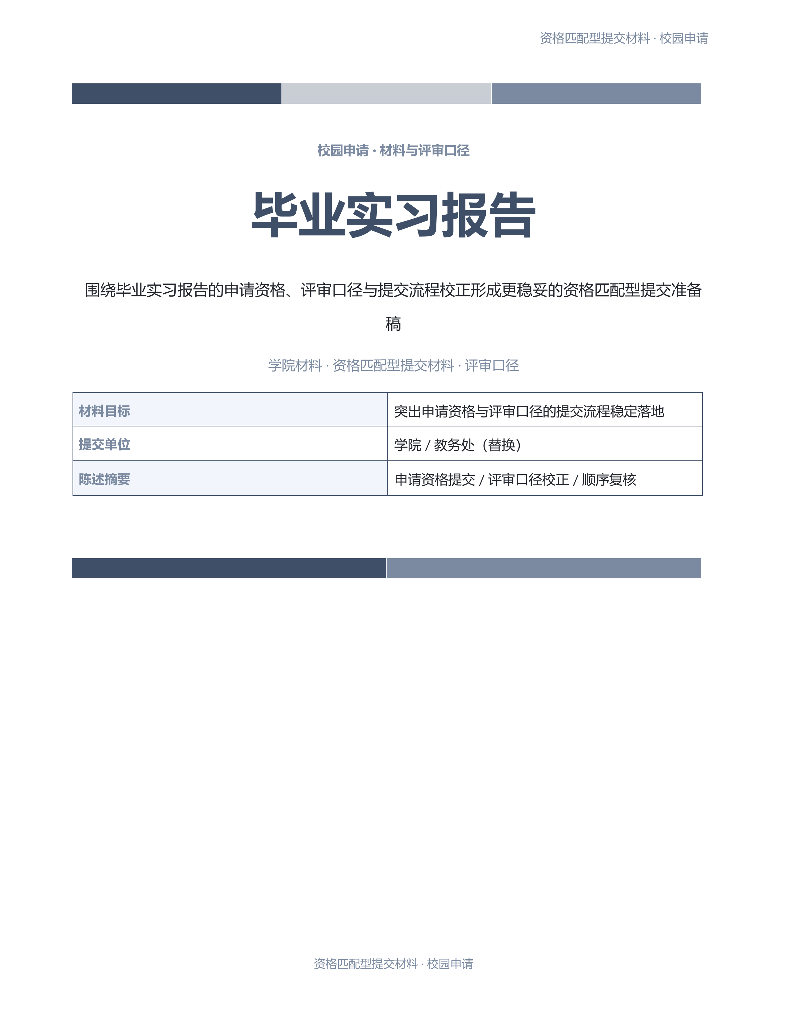 校园申请文稿《毕业实习报告》完整交付版｜专业文稿行业专属结构·替换即可交付
