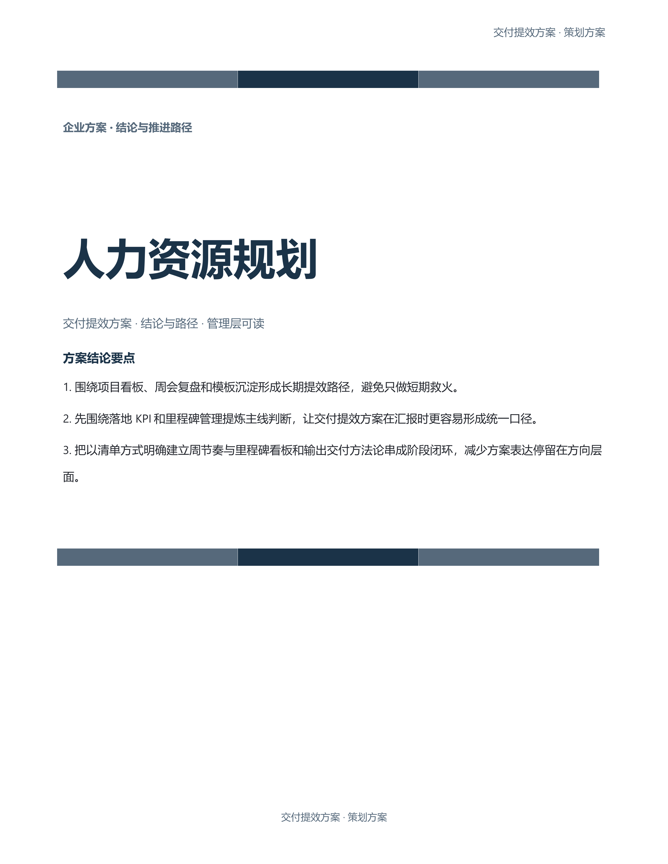 企业策划方案《人力资源规划》精简速改版｜专业文稿行业专属结构·替换即可交付