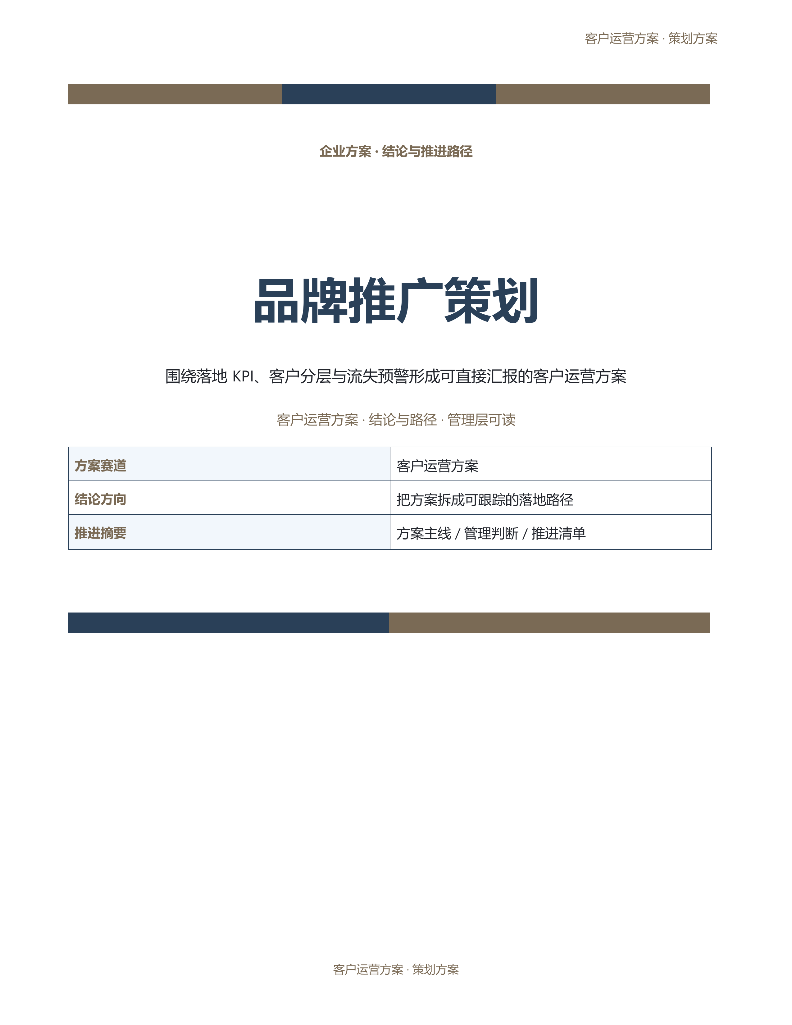 企业策划方案《品牌推广策划》标准结构版｜专业文稿行业专属结构·替换即可交付
